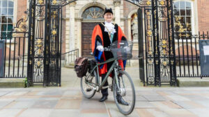 Mayor Louis Stephen and bike